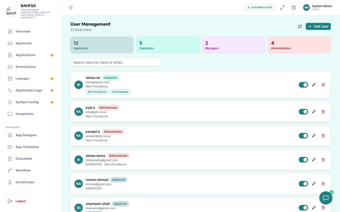 The main layout: menu on the left, top bar across the top, and the main area in the centre